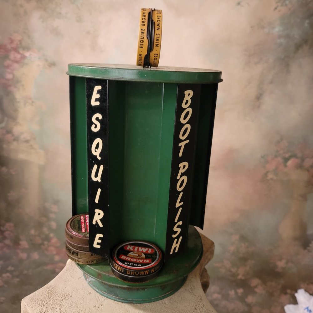 Esquire Boot Shoe Polish Antique Store Metal Rotating Display Rare 6 Shoe Polish - Picture 5 of 12